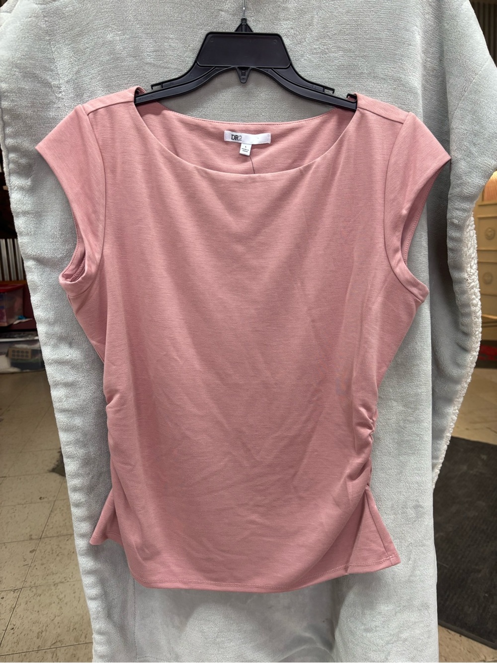 DR2 Dusty Rose Cap-Sleeve Crewneck Top